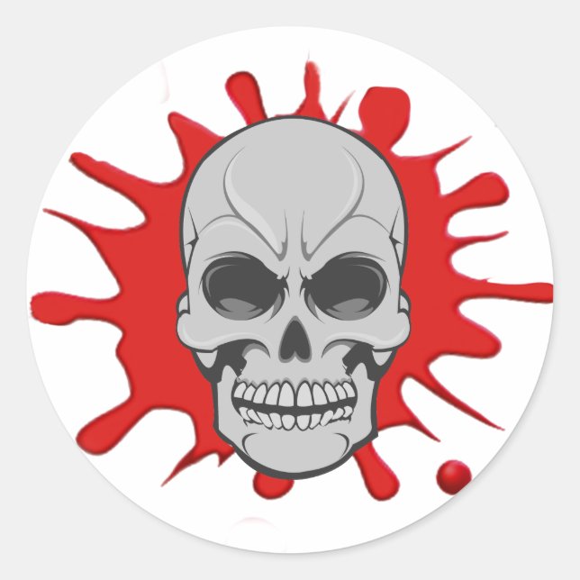 Calavera enojada y salpicón de sangre: Pegatina Pe (Anverso)