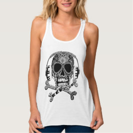 Calavera enredada y audífonos cruzados Tank Top
