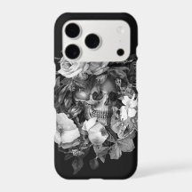 Calavera floral vintage Personalizable blanco y ne