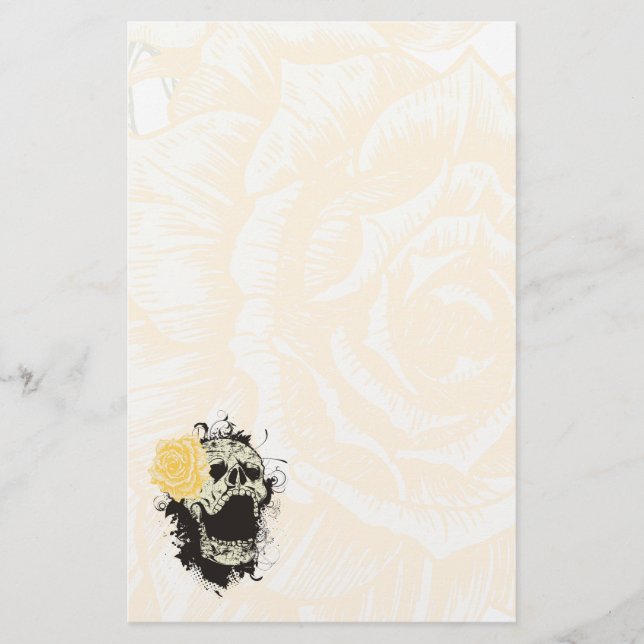 Calavera gótica de Guay y papel de rosa amarillo (Anverso)