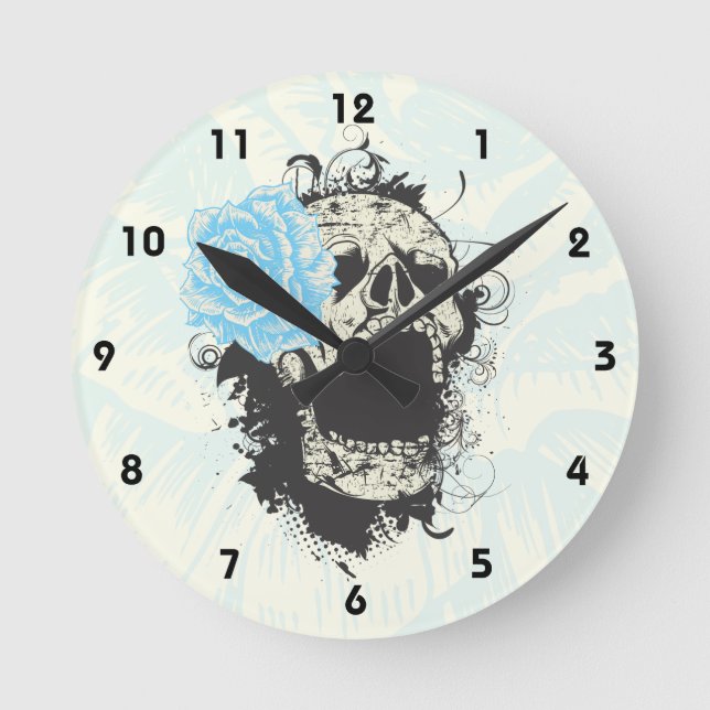 Calavera gótica de Guay y reloj de pared de rosa a (Anverso)
