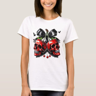 Calavera gótica y cerezas camiseta de Halloween