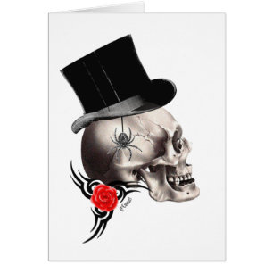Calavera gótica y estilo tatuaje rosa