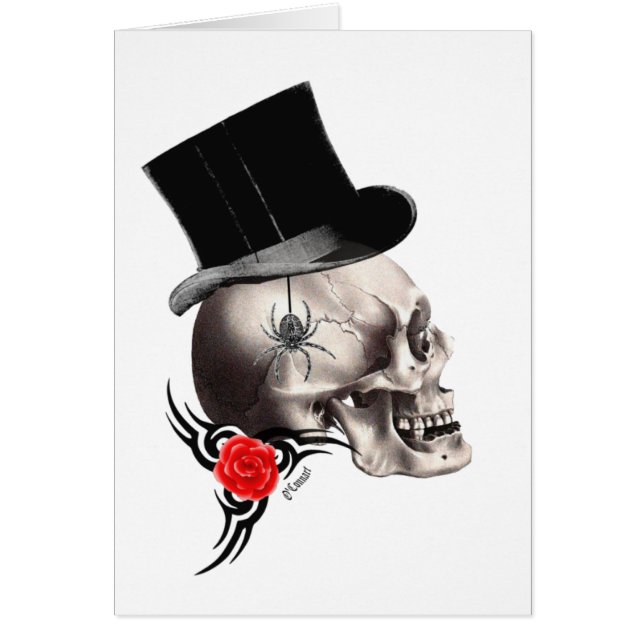 Calavera gótica y estilo tatuaje rosa (Frente)