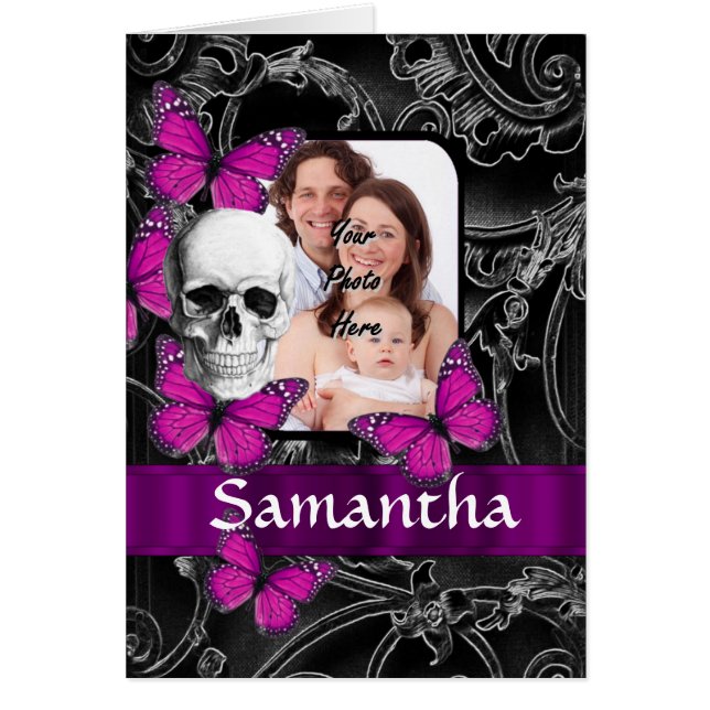 Calavera gótica y mariposas (Frente)