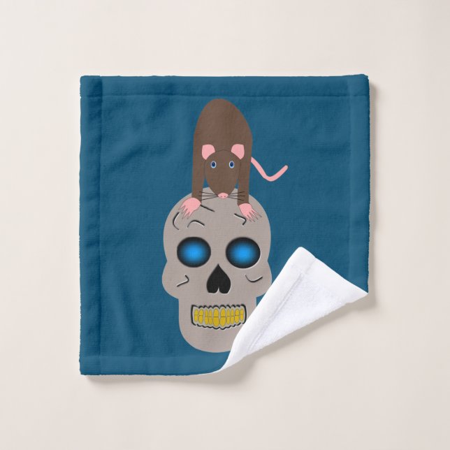 Calavera gótica y Rat Halloween (Toallita)