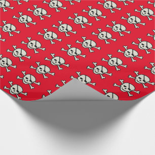 Calavera - Papel de envolvimiento brillante rojo, 