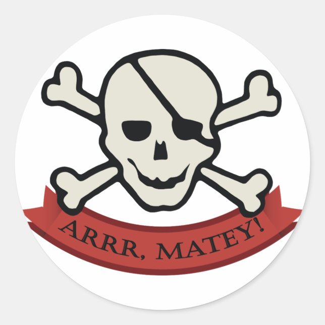 Calavera - Pegatina redondo clásico blanco, brilla (Anverso)