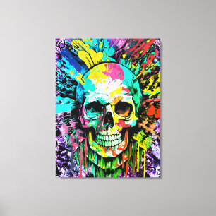 Calavera pirata - Colorida impresión de lienzo de