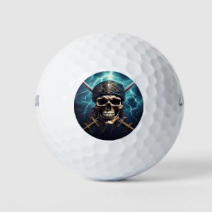 Calavera pirata con bolas de golf de espadas