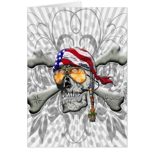Calavera pirata estadounidense y huesos cruzados (Frente)