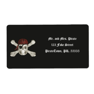 Calavera pirata - Etiquetas de Halloween