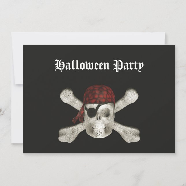 Calavera Pirata - Invitación a fiesta de Halloween (Anverso)