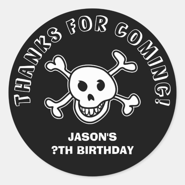 Calavera pirata y calcomanías o sellos (Anverso)