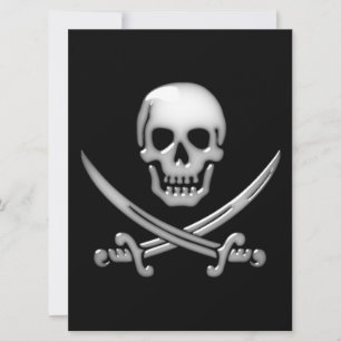 Calavera pirata y cruces de espadas vidriosas