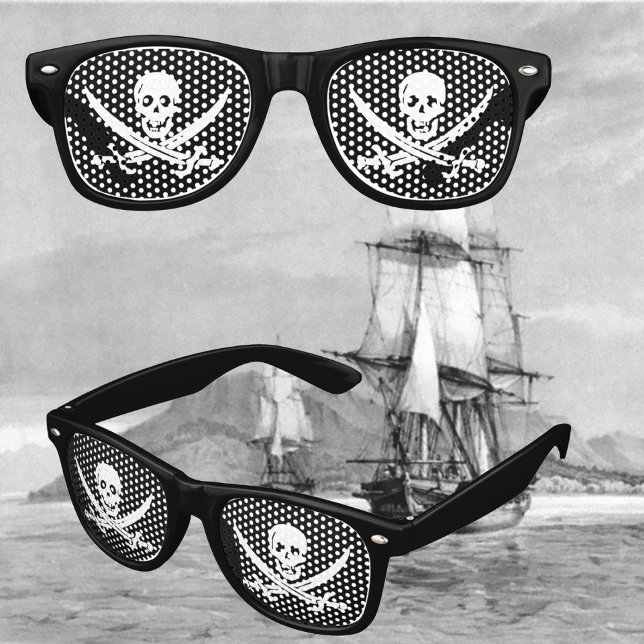 Calavera pirata y lentes cruzados (pirate party )