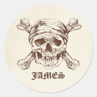 Calavera pirata y Pegatinas de nombres personaliza