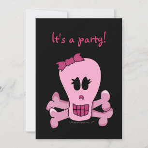 Calavera rosa con invitaciones para fiestas de vac