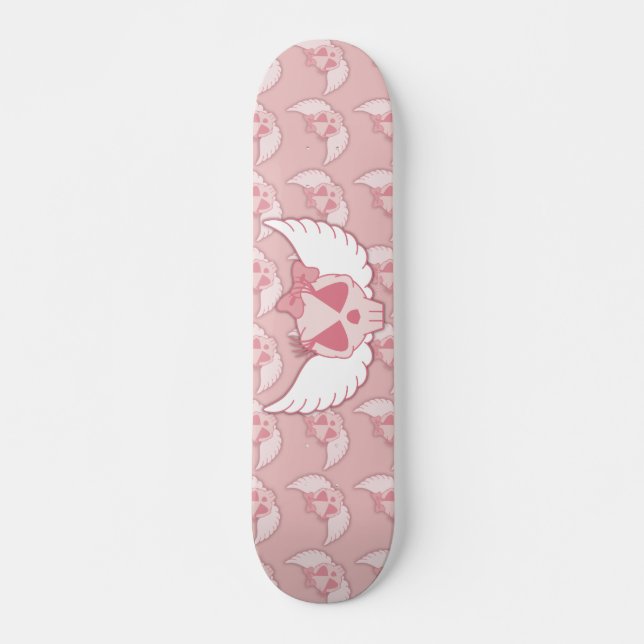 Calavera Rosa Con Skateboard De Alas (Anverso )