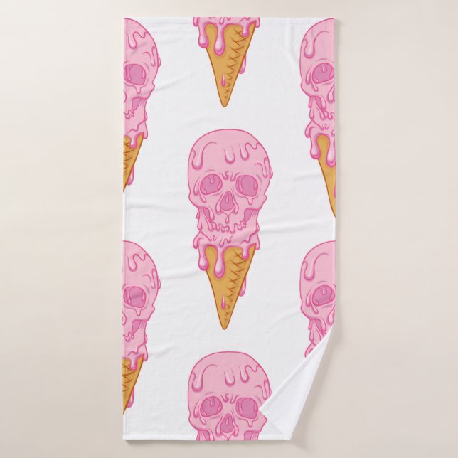 Calavera rosa - helado. Retroceso de patrón sin fo (Toalla de baño)