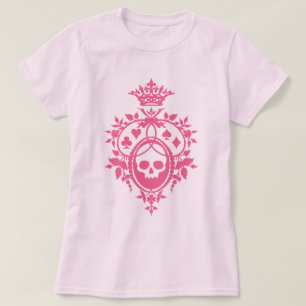 Calavera Rosa Y Cartas Con Camiseta Escudo