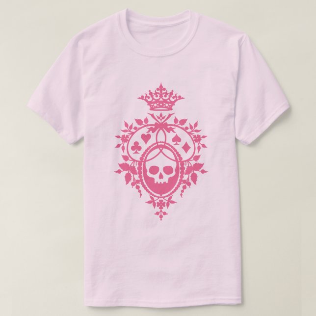 Calavera Rosa Y Cartas Con Camiseta Escudo (Diseño del anverso)