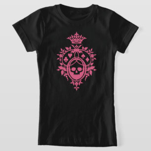 Calavera Rosa Y Cartas Con Camiseta Escudo