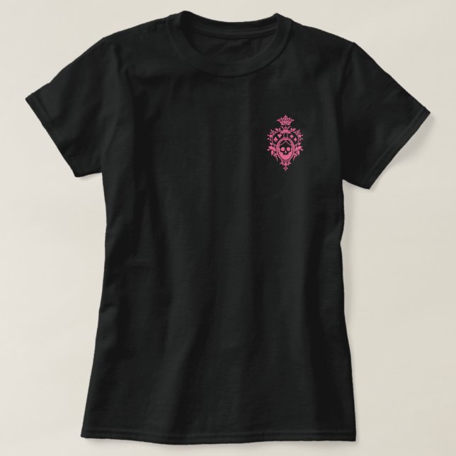 Calavera Rosa Y Cartas Con Camiseta Escudo (Diseño del anverso)