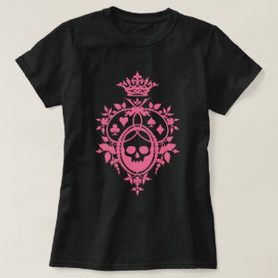Calavera Rosa Y Cartas Con Camiseta Escudo