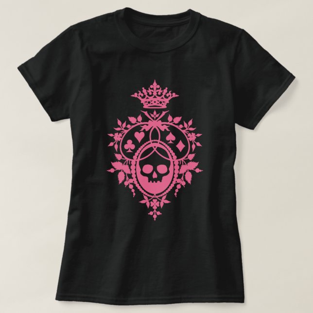 Calavera Rosa Y Cartas Con Camiseta Escudo (Diseño del anverso)