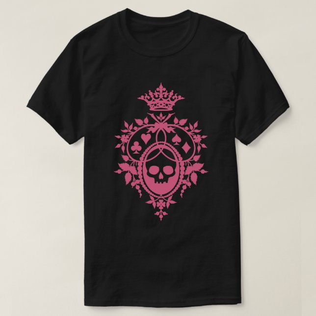 Calavera Rosa Y Cartas Con Camiseta Escudo (Diseño del anverso)