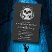 Calavera sobre invitaciones de Halloween Negro