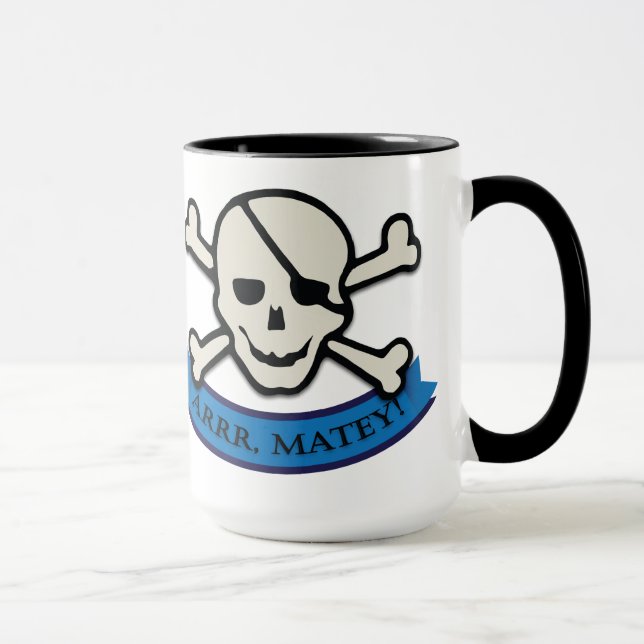 Calavera - Taza Ringer de 15 oz Negra (Derecha)