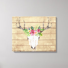 Calavera Tropical Boho en Impresión de Lienzo de M