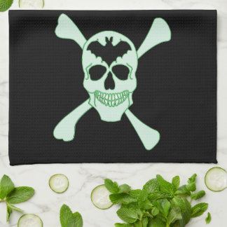 Calavera Verde Y Toalla De Cocina Cruzada