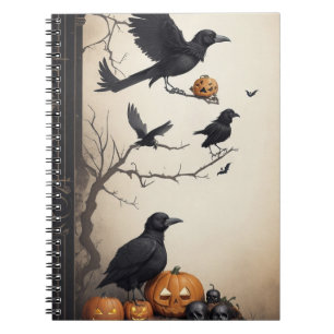 calavera vintage moderna de halloween y cuaderno d