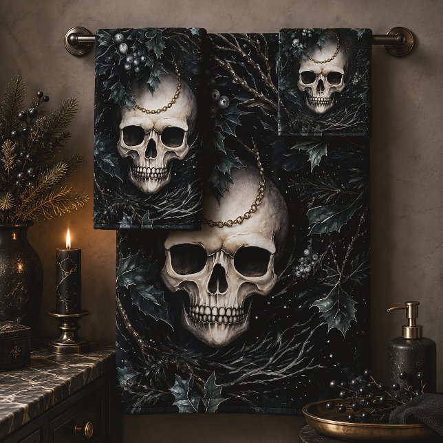 Calavera y acebo de Navidad gótica (Subido por el creador)
