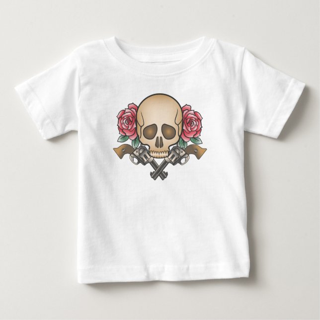 Calavera y armas de Dia de los Muertos | Camiseta  (Anverso)