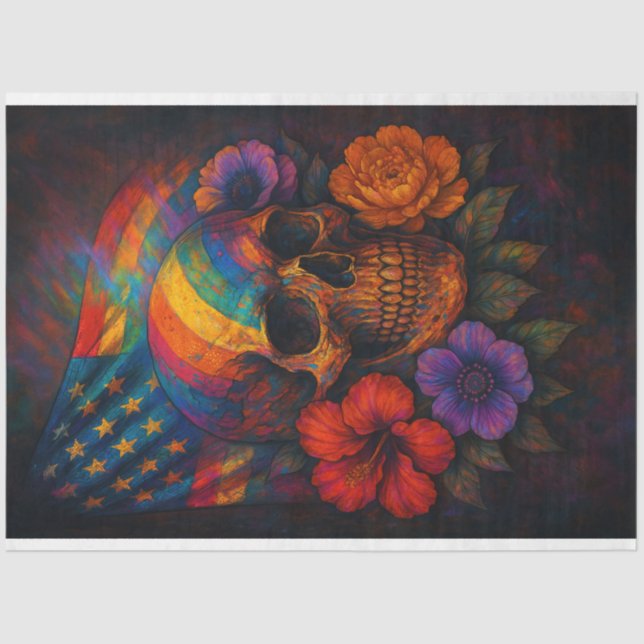 Calavera y banderas Papel de descomposición del ar (Anverso)