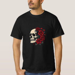 Calavera y camiseta de Rosas - Arte gótico de vida