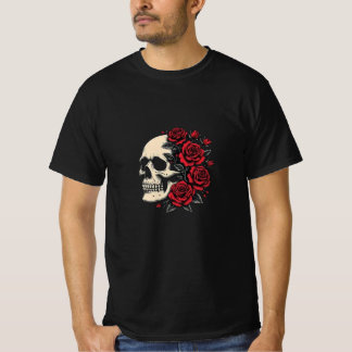 Calavera y camiseta de Rosas - Arte gótico de vida
