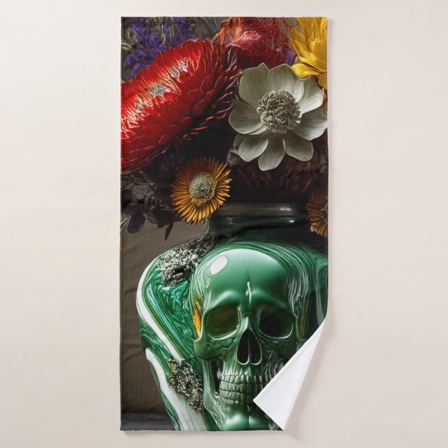 Calavera y flores (Toalla de baño)