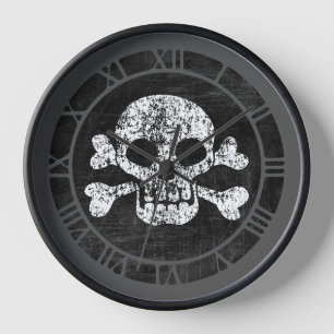 Calavera Y Hueso Cruzados Redondo Reloj