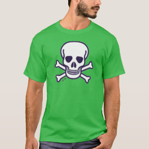 Calavera y huesos camiseta verde para hombres