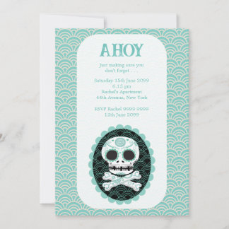 Calavera y Huesos Cruzados Invitación de aviso par