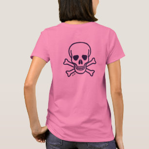 Calavera y huesos mujeres camiseta rosa de vuelta