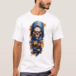 Calavera y otoño deja camiseta estilo tatuaje