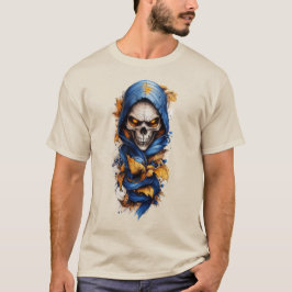 Calavera y otoño deja camiseta estilo tatuaje