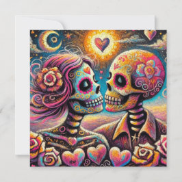 Calaveras azucareras adoran tarjeta de San Valentí