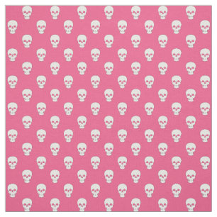 Calaveras blancas en tela rosada